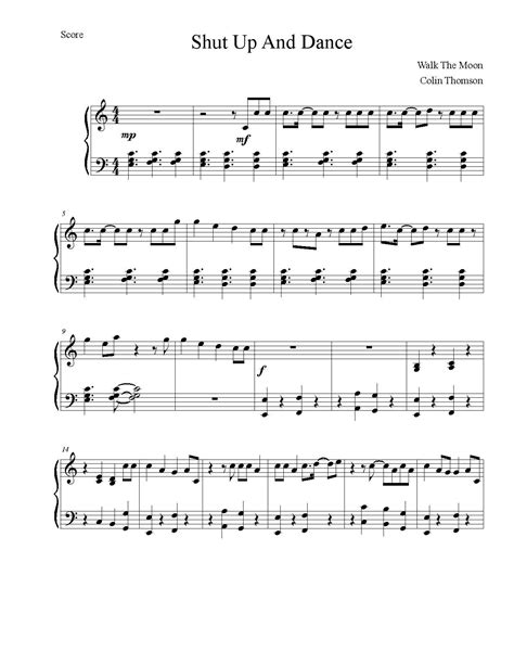 "Shut Up and Dance With Me" by Walk the Moon - Free Piano Sheet Music ...