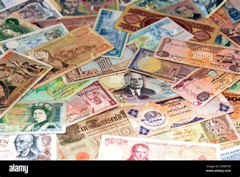 Colorful old World Paper Money background, Banknotes of different ...