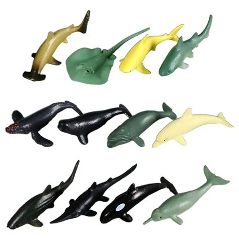 Mini Marine ocean sealife animals sets bule whale shark killer whale PVC Figurine Model kids ...