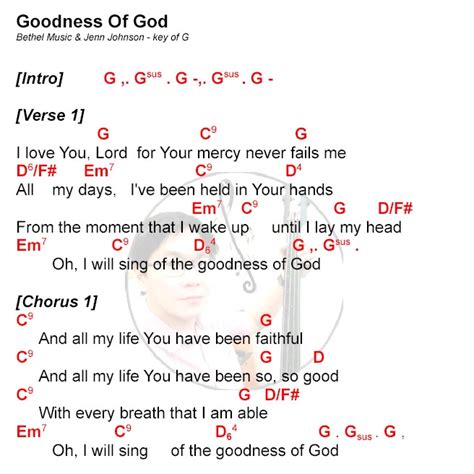 GOODNESS OF GOD || key of G || lyrics and chords || praise and worship ...