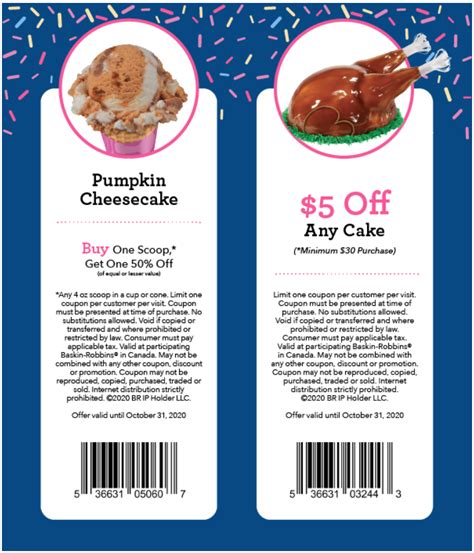 Baskin Robbins Canada New Coupons: BOGO 50% Off Scoops + $5 off any Cake - Hot Canada Deals Hot ...