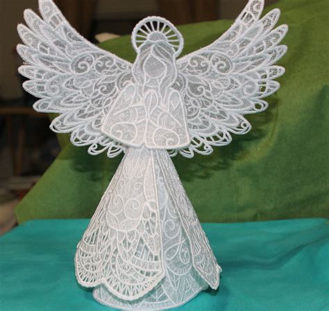 FSL and organza angel I stitched and donated. Design from www.embli… | Machine embroidery ...