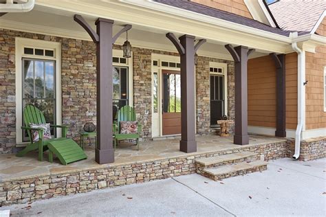 Stone And Cedar Porch Columns — Randolph Indoor and Outdoor Design