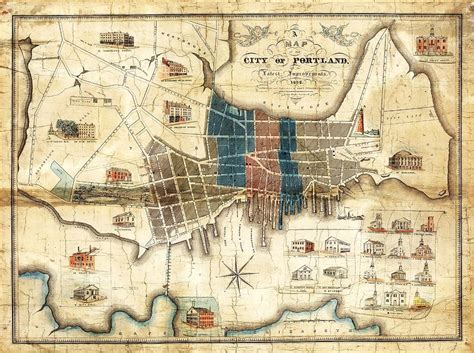 Portland Maine 1836 Map By John Cullum Photograph by Tim Sullivan