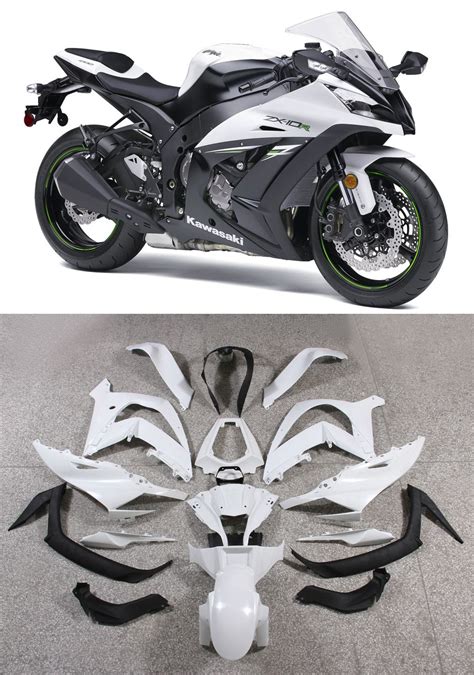 Fairings Plastics Kawasaki ZX10R Ninja White Black ZX10R Racing (2011 ...