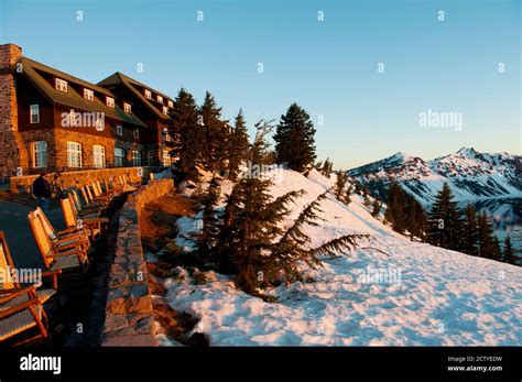 Crater Lake lodge in winter, Crater Lake, Crater Lake National Park, Oregon, USA Stock Photo - Alamy