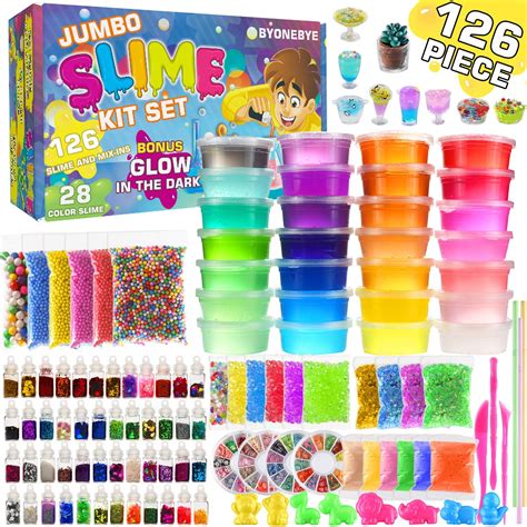 126 Pcs DIY Slime Making Kit for Girls Boys - Birthday Idea for Kids Age 5+. Ultimate Fluffy ...