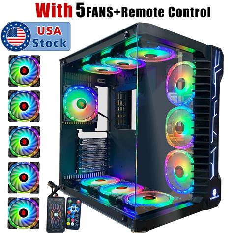 Gaming Computer PC Case, ATX Mid Tower,Tempered Glass,with 5pcs Fans Robin III | eBay