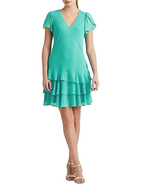 Lauren Ralph Lauren Georgette Drop-Waist Tiered Dress | TheBay