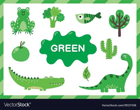 Learning color green educational poster for Vector Image