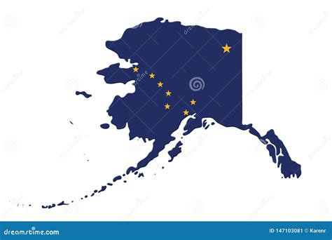 Map of Alaska in the Alaska Flag Colors Stock Image - Image of blue ...