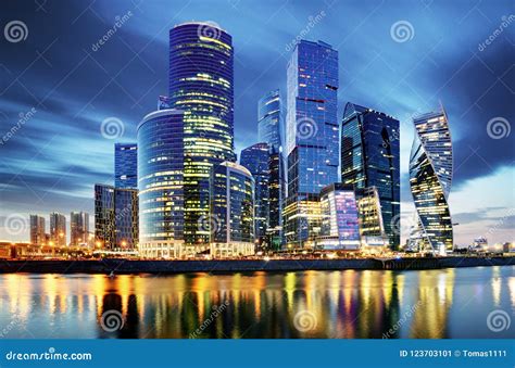 Moscow City Skyline . Moscow International Business Centre at Ni Stock Image - Image of dusk ...