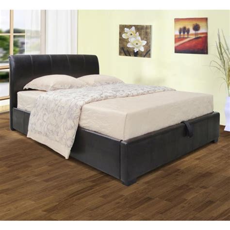 Salwah Faux Leather Storage King Size Bed In Black | Furniture in Fashion