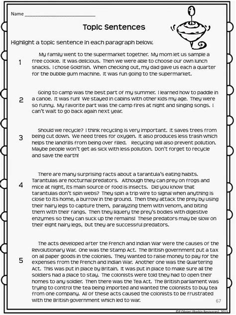 20 topic Sentence Worksheet 2nd Grade | Desalas Template