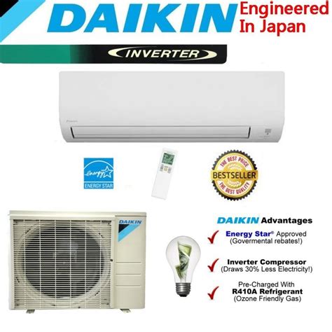 Daikin 18,000 btu 18 SEER Heat Pump & Air Conditioner Ductless Mini ...