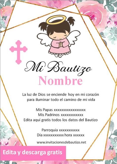 Las mejores invitaciones para bautizo de niña para editar【2020】 | Invitaciones bautizo ...