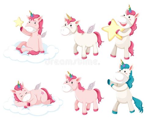 Set of unicorn character stock vector. Illustration of cloud - 137644972