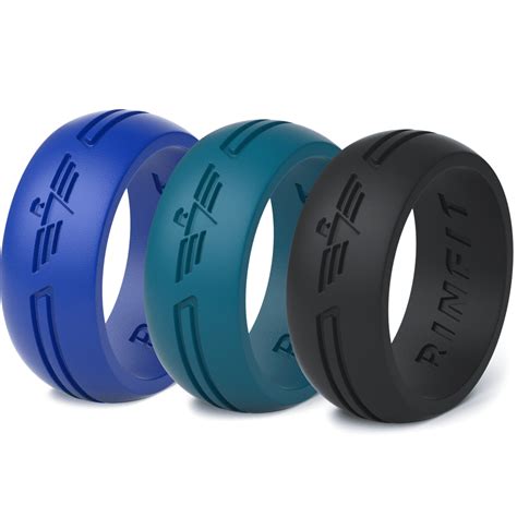 Rinfit - Men's Silicone Wedding Ring by Rinfit - 3 Rings Pack- Soft and Safe Designed Silicone ...