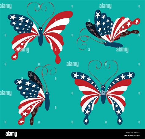Set of patriotic butterflies American flag vector illustration Stock Vector Image & Art - Alamy