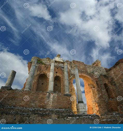 Ancient Theatre of Taormina Stock Photo - Image of disrepair, archway ...