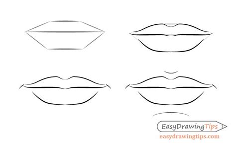 Male lips front view drawing step by step | Lips drawing, Step by step ...