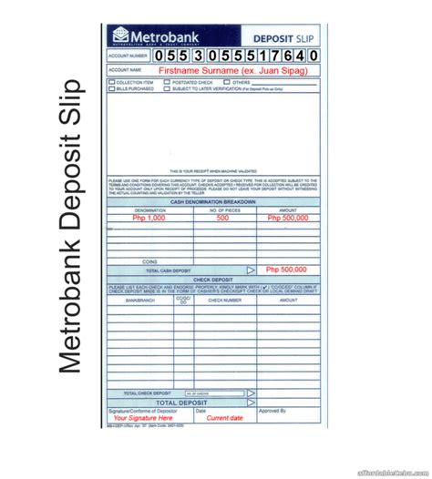 Metrobank Deposit Slip Sample Copy Banking 30652 Cash Deposit Slip Template Doc | Dremelmicro