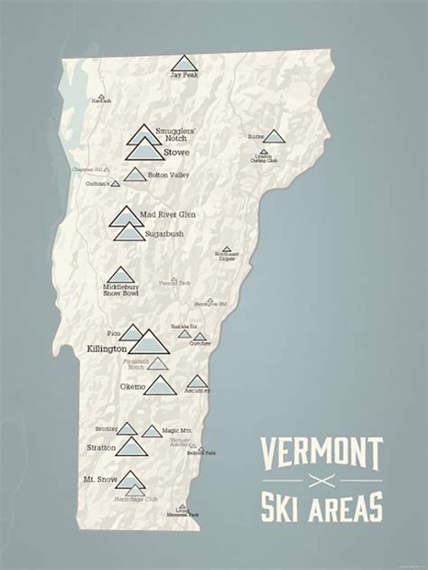 Vermont Ski Resorts Map 18x24 Poster - Etsy