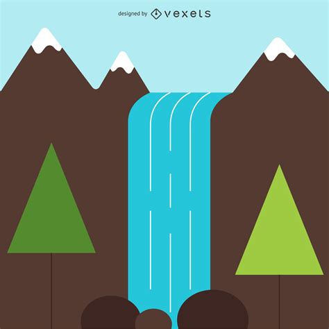 Simple Waterfall Illustration Vector Download