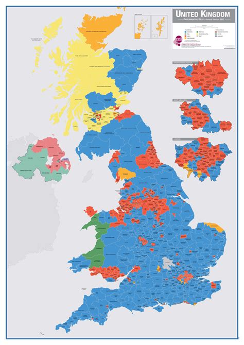 UK Parliamentary Constituency Boundary Wall Map (Paper)