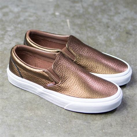 Vans Women Classic Slip-On - Metallic Leather brown saddle