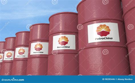 Row of Metal Barrels with PetroChina Logo Against Sky, Editorial 3D Rendering Editorial Photo ...