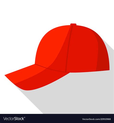 Side view of red baseball cap icon flat style Vector Image