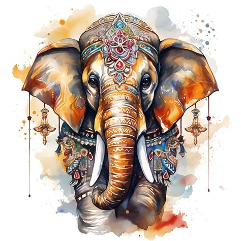 Premium AI Image | Tshirt Design of Elephant Portrait Wearing a Rajasthani Traditional Attire Ma ...