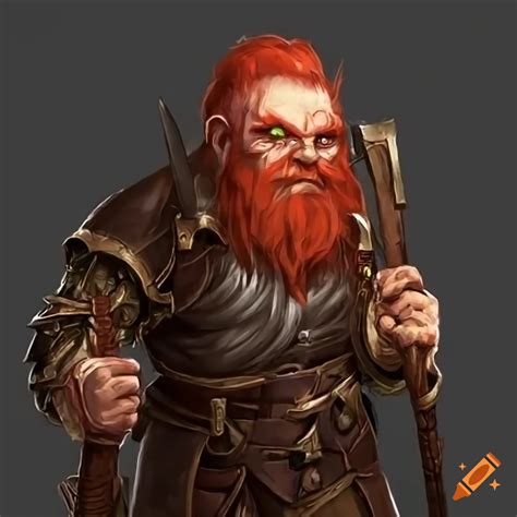 Artwork of a red-haired dwarf with an axe on Craiyon