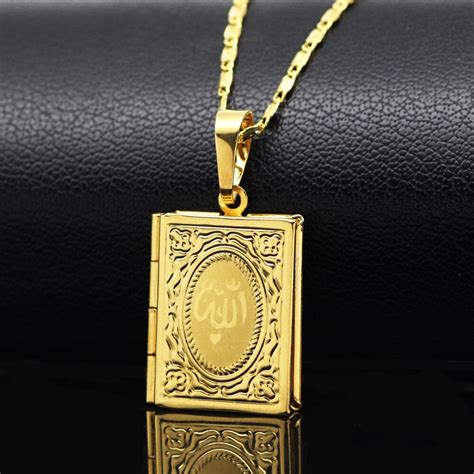 WEIYU Allah Quran Box Necklace for Women Muhammad Gold Color Memory ...