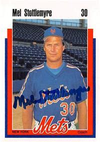 Mel Stottlemyre autographed baseball card (New York Mets) 1989 Kahns #30