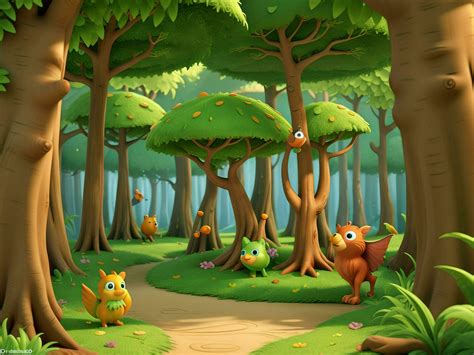 3D Animation forest scene with various forest trees 27506699 Stock ...