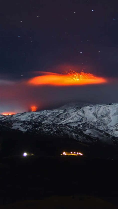 Download Mount Etna Volcano Night Sky Wallpaper | Wallpapers.com