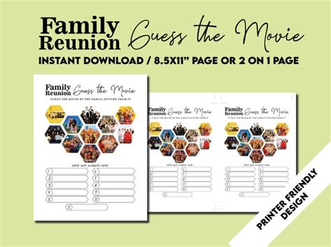 Family Reunion Printable Game Guess the Movie Family Reunion - Etsy