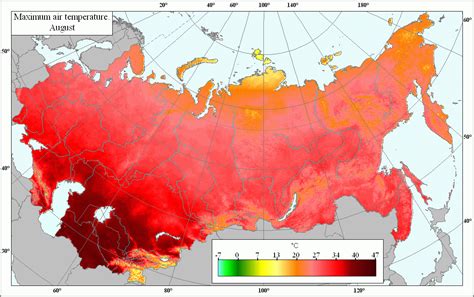 AgroAtlas - Climate - Mean annual maximum air temperature in August map