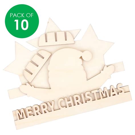 Wooden Merry Christmas Plaques - Pack of 10 - CleverPatch | CleverPatch - Art & Craft Supplies