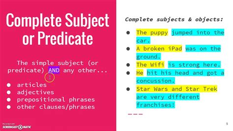 Subject & Predicate Lesson - YouTube