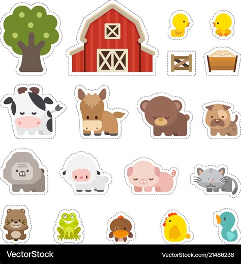 Farm animals stickers Royalty Free Vector Image