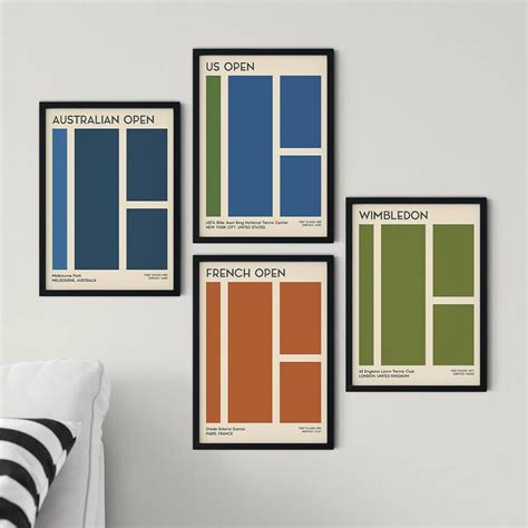 Grand slam tennis tournaments print set of four – Artofit