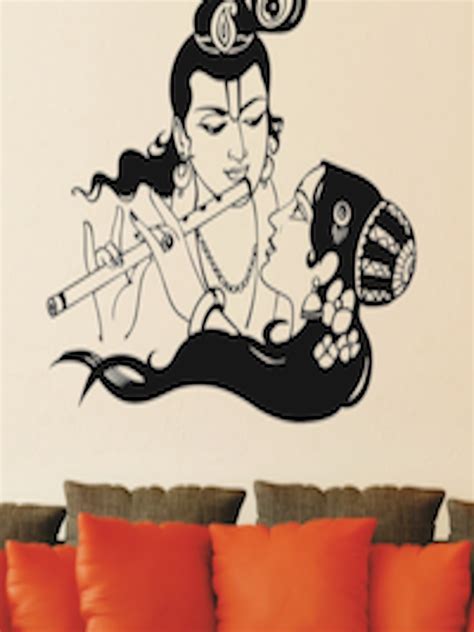 Buy WALLSTICK Black Radha Krishna Vinyl Large Wall Sticker - Decals And ...