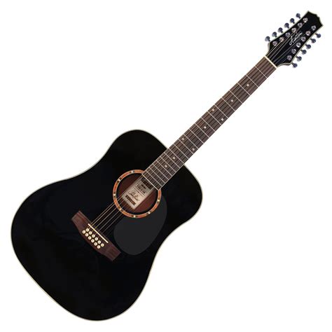 Ashton D25/12 Dreadnought 12 String Acoustic Guitar, Black at Gear4music