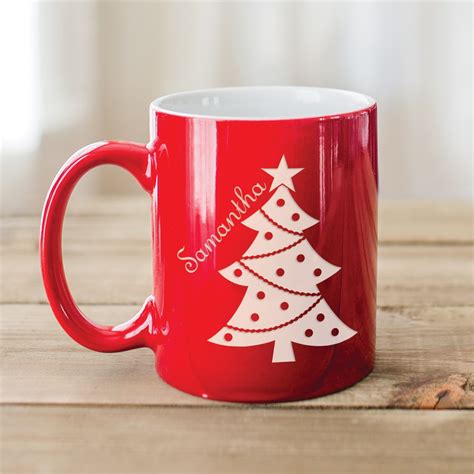 Christmas Tree Personalized Red Mug | GiftsForYouNow
