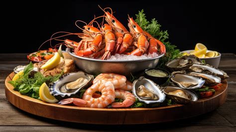 An elegant seafood platter showcases an array of delicacies from the ...