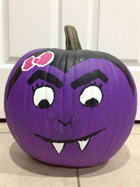 Cute vampire painted pumpkin. | Painted pumpkins, Pumpkin decorating, No carve pumpkin decorating