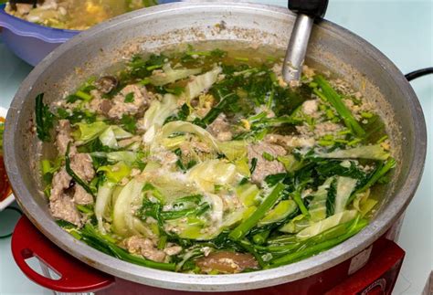 A Traditional Suki Soup - Sukiyaki in a Pot Stock Photo - Image of ...